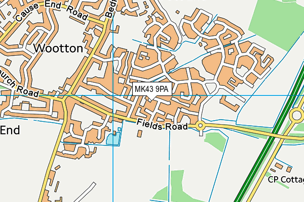 MK43 9PA map - OS VectorMap District (Ordnance Survey)