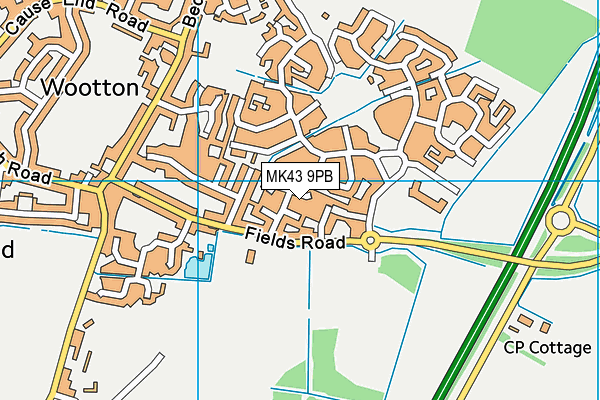 MK43 9PB map - OS VectorMap District (Ordnance Survey)