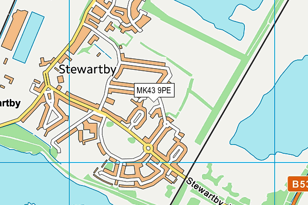 MK43 9PE map - OS VectorMap District (Ordnance Survey)