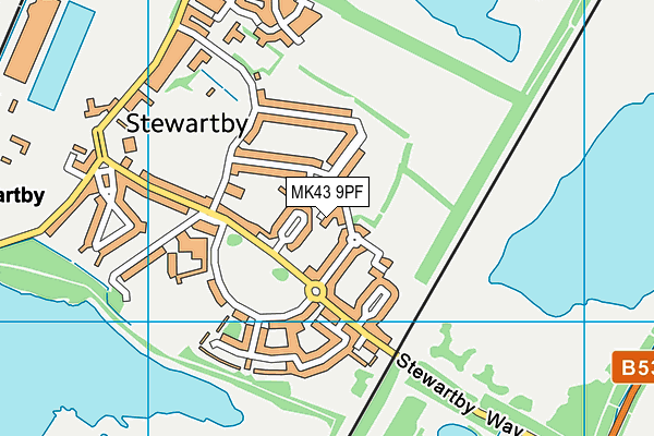 MK43 9PF map - OS VectorMap District (Ordnance Survey)