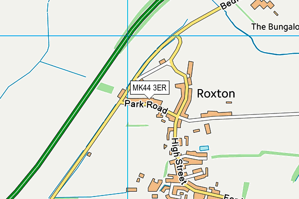 Roxton Playing Fields map (MK44 3ER) - OS VectorMap District (Ordnance Survey)
