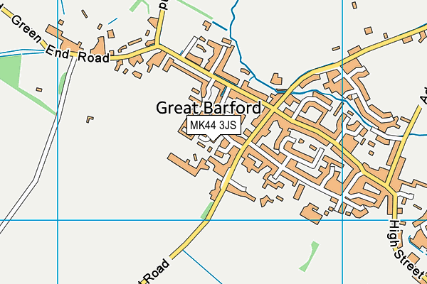 MK44 3JS map - OS VectorMap District (Ordnance Survey)