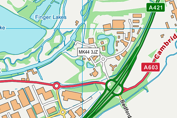 MK44 3JZ map - OS VectorMap District (Ordnance Survey)