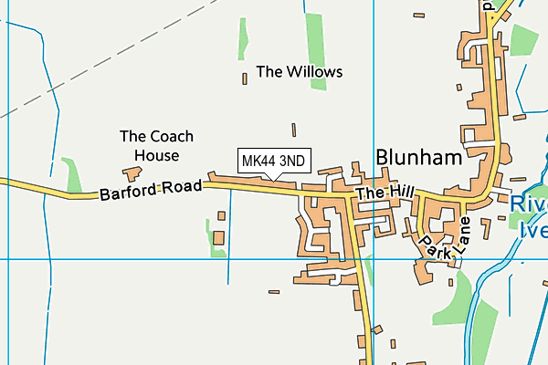 Blunham Playing Fields map (MK44 3ND) - OS VectorMap District (Ordnance Survey)