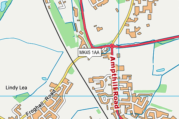 MK45 1AA map - OS VectorMap District (Ordnance Survey)