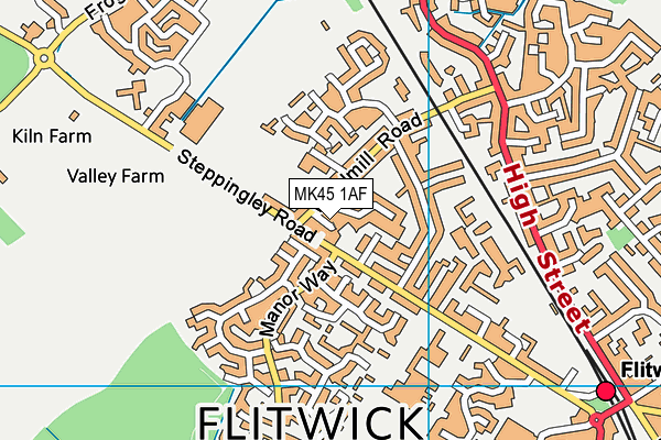 MK45 1AF map - OS VectorMap District (Ordnance Survey)