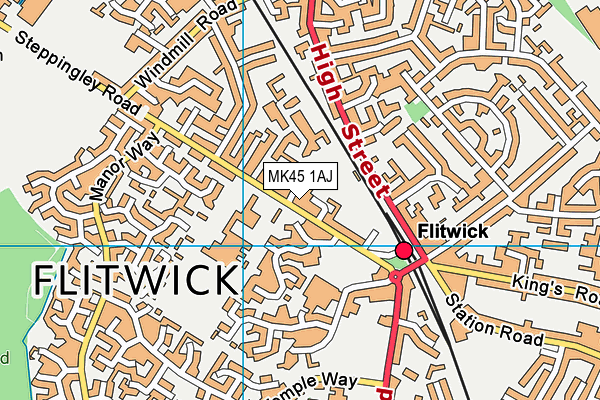 Templefield Lower School map (MK45 1AJ) - OS VectorMap District (Ordnance Survey)