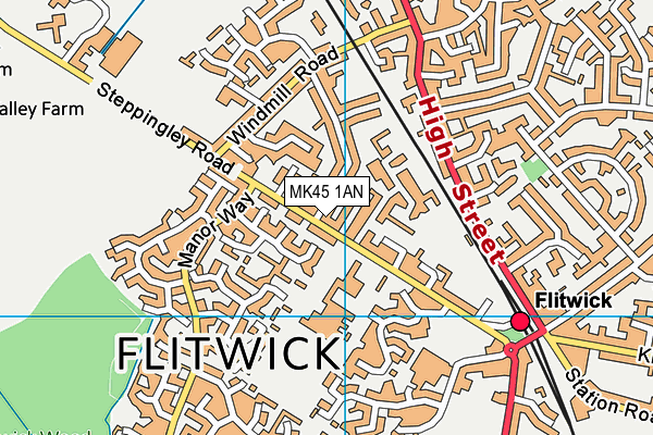 MK45 1AN map - OS VectorMap District (Ordnance Survey)