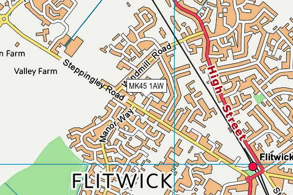 MK45 1AW map - OS VectorMap District (Ordnance Survey)