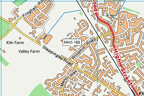 MK45 1BB map - OS VectorMap District (Ordnance Survey)
