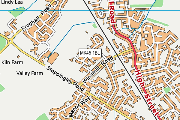 MK45 1BL map - OS VectorMap District (Ordnance Survey)