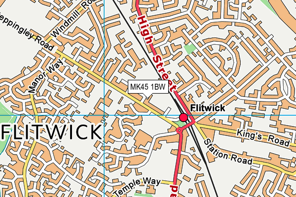 MK45 1BW map - OS VectorMap District (Ordnance Survey)