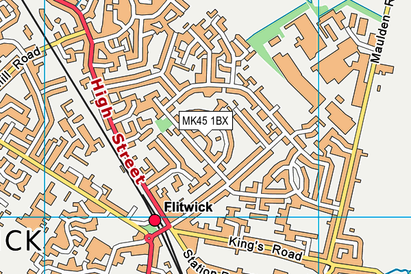 MK45 1BX map - OS VectorMap District (Ordnance Survey)