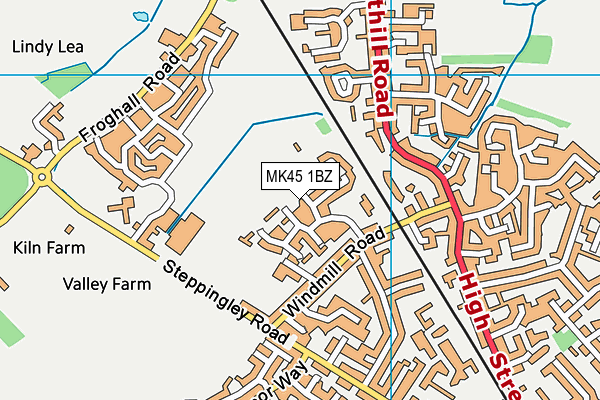 MK45 1BZ map - OS VectorMap District (Ordnance Survey)