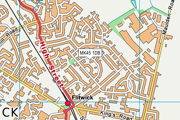 MK45 1DB map - OS VectorMap District (Ordnance Survey)