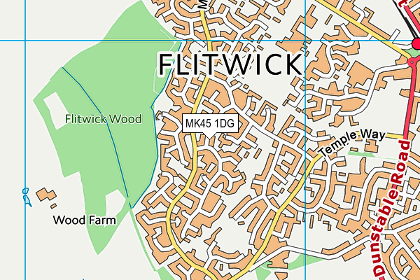 MK45 1DG map - OS VectorMap District (Ordnance Survey)