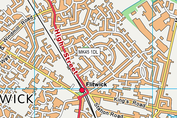 MK45 1DL map - OS VectorMap District (Ordnance Survey)