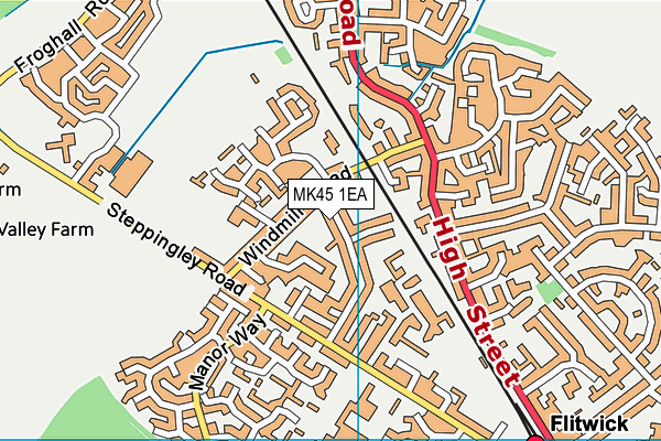 MK45 1EA map - OS VectorMap District (Ordnance Survey)