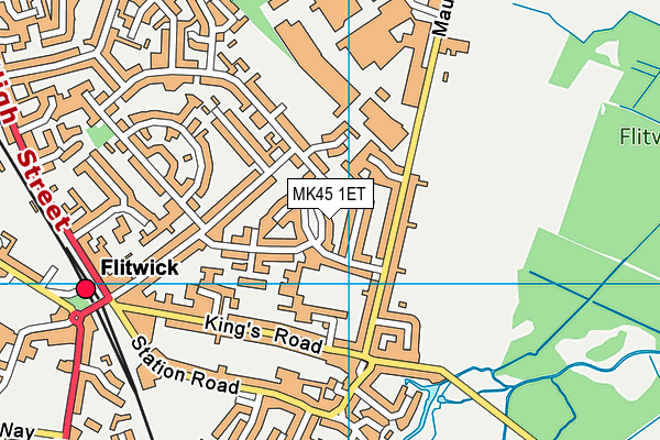 MK45 1ET map - OS VectorMap District (Ordnance Survey)