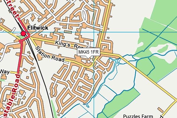 MK45 1FR map - OS VectorMap District (Ordnance Survey)