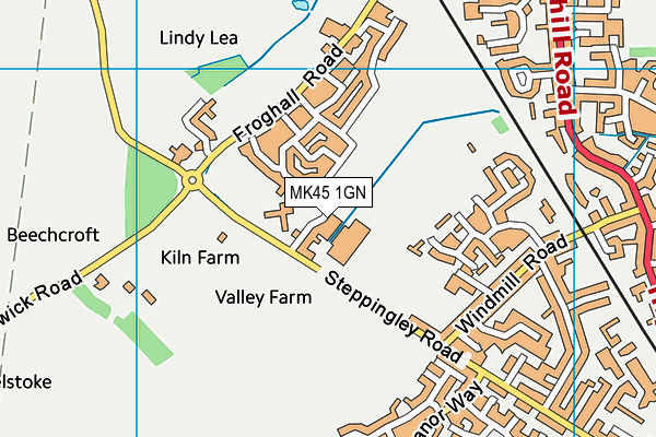 MK45 1GN map - OS VectorMap District (Ordnance Survey)