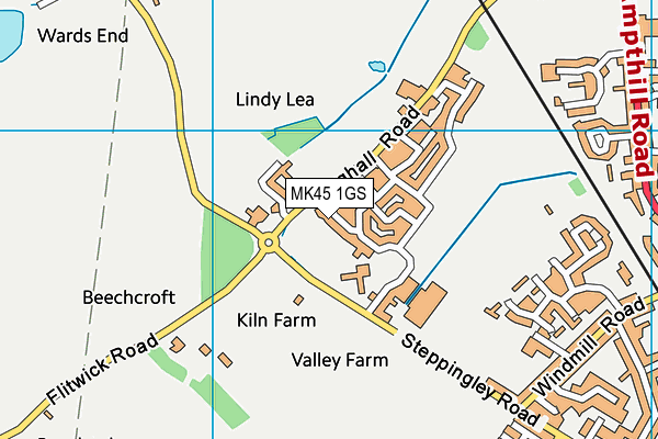 MK45 1GS map - OS VectorMap District (Ordnance Survey)