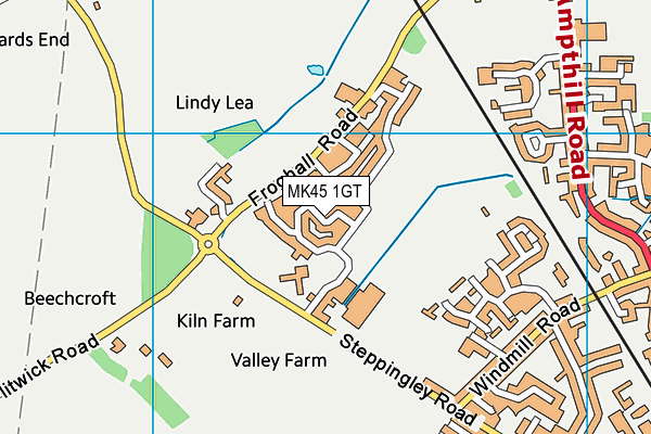MK45 1GT map - OS VectorMap District (Ordnance Survey)