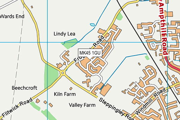 MK45 1GU map - OS VectorMap District (Ordnance Survey)