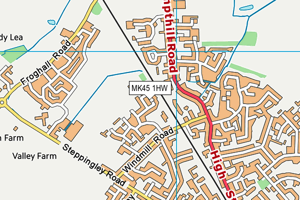 MK45 1HW map - OS VectorMap District (Ordnance Survey)