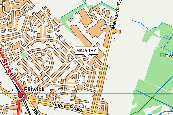 Hinksley Road Recreation Ground map (MK45 1HY) - OS VectorMap District (Ordnance Survey)
