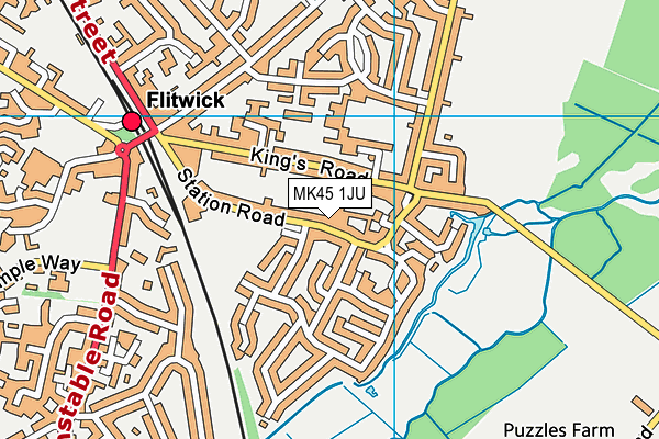 MK45 1JU map - OS VectorMap District (Ordnance Survey)