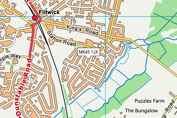 MK45 1JX map - OS VectorMap District (Ordnance Survey)