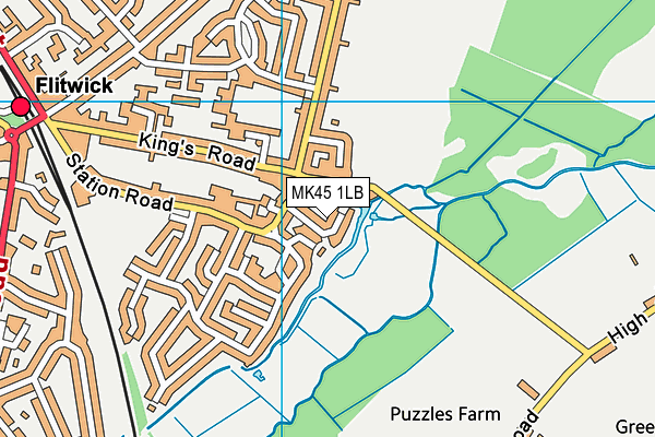 MK45 1LB map - OS VectorMap District (Ordnance Survey)