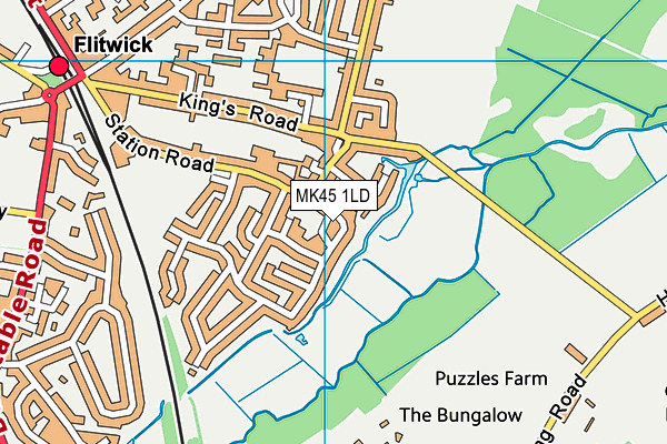 MK45 1LD map - OS VectorMap District (Ordnance Survey)