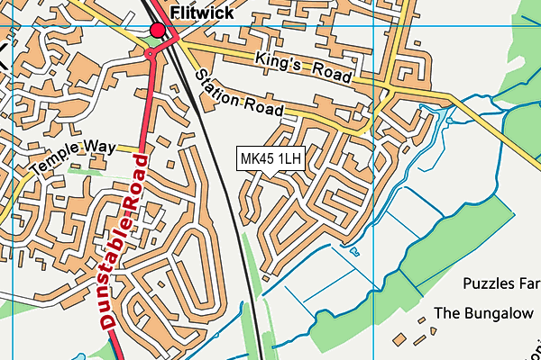 MK45 1LH map - OS VectorMap District (Ordnance Survey)