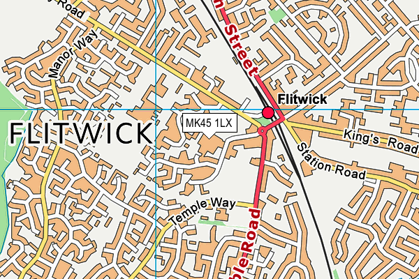 MK45 1LX map - OS VectorMap District (Ordnance Survey)