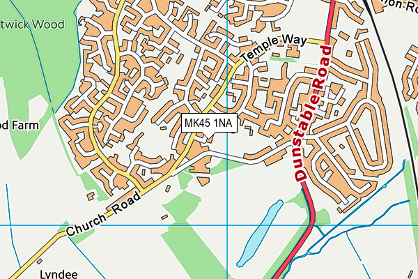 MK45 1NA map - OS VectorMap District (Ordnance Survey)