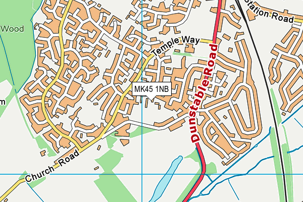 MK45 1NB map - OS VectorMap District (Ordnance Survey)