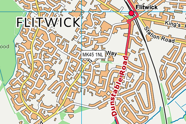 MK45 1NL map - OS VectorMap District (Ordnance Survey)