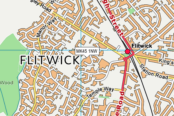 MK45 1NW map - OS VectorMap District (Ordnance Survey)