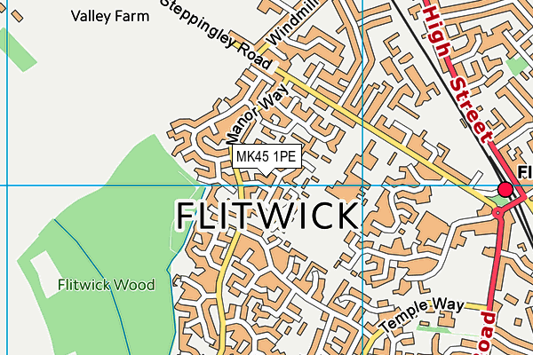 MK45 1PE map - OS VectorMap District (Ordnance Survey)