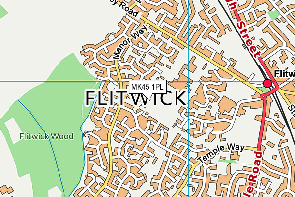 MK45 1PL map - OS VectorMap District (Ordnance Survey)