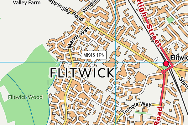 MK45 1PN map - OS VectorMap District (Ordnance Survey)