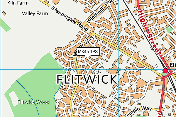 MK45 1PS map - OS VectorMap District (Ordnance Survey)