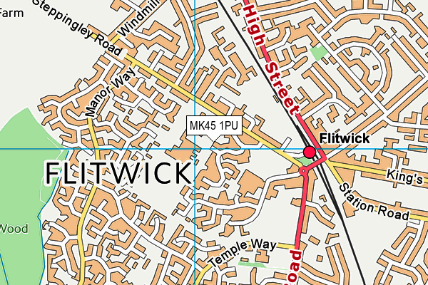 MK45 1PU map - OS VectorMap District (Ordnance Survey)