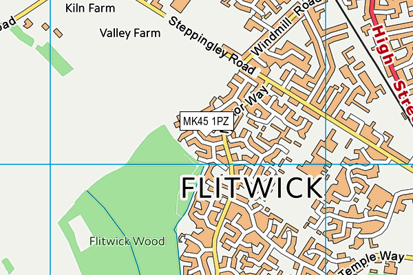 MK45 1PZ map - OS VectorMap District (Ordnance Survey)