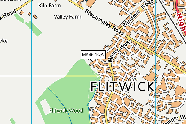 MK45 1QA map - OS VectorMap District (Ordnance Survey)