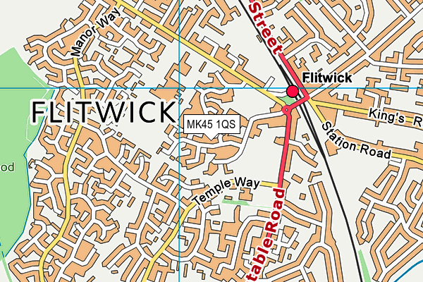 MK45 1QS map - OS VectorMap District (Ordnance Survey)