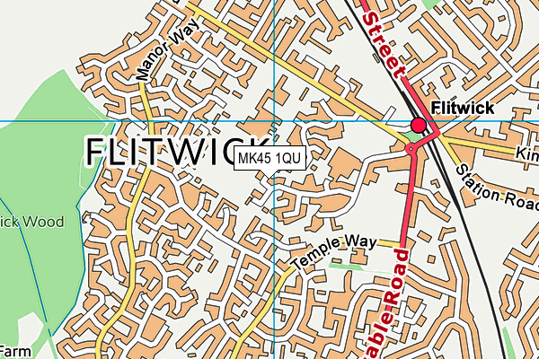 MK45 1QU map - OS VectorMap District (Ordnance Survey)