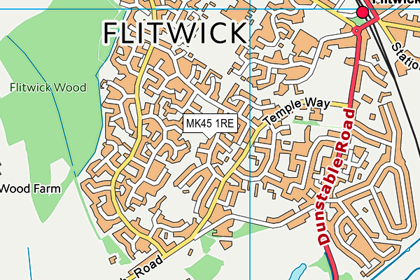 MK45 1RE map - OS VectorMap District (Ordnance Survey)